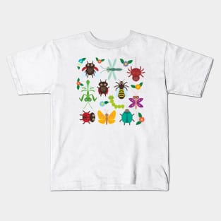 Funny insects and flowers Kids T-Shirt